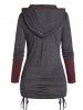 Sweat à Capuche Bicolore avec Poche Kangourou à Manches Longues - Gris XL
