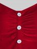 Plus Size Christmas Santa Claus Velour Bicolor Button Flare Dress -  
