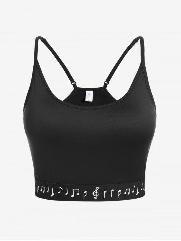 Plus Size Notes Printed Solid Crop Top - BLACK - 1X | US 14-16