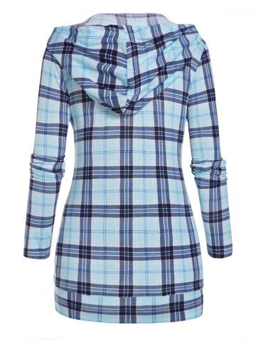 Plaid Print Surplice Drawstring Faux Twinset Hoodie [69% OFF] | Rosegal
