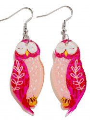 Valentine's Day Owl Design Acrylic Drop Earrings -  