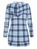 Plaid Print Surplice Drawstring Faux Twinset Hoodie -  