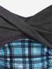 Plus Size Sweetheart Neck Plaid Lace-up Twist Tee -  