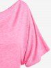 T-shirt avec Boutons de Grande Taille Manches Bouffantes à Col Bénitier - Rose clair 4X | US 26-28