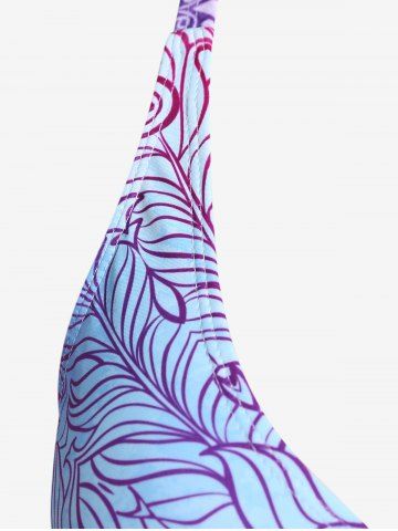 Plus Size Ethnic Printed Ombre O-ring Padded Three Piece Skirt Tankini Swimsuit