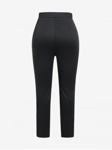 Gothic Lace Panel Mesh Studs Caged Cutout Pull On Pants