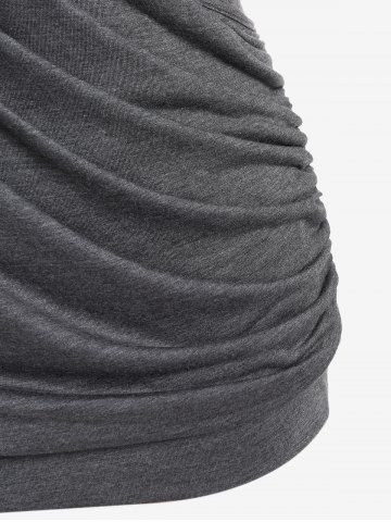 Plus Size Lettuce Ruched Chain Embellished Plunging Blouson Tee