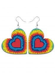 Valentine's Day Colorful Heart PU Leather Drop Earrings -  