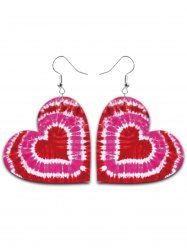 Valentine's Day Tie Dye Heart Design Drop Earrings -  