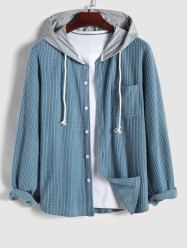 Textured Long Sleeves Hooded Shirt -  