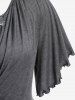 Plus Size Lettuce Ruched Chain Embellished Plunging Blouson Tee -  