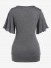 Plus Size Lettuce Ruched Chain Embellished Plunging Blouson Tee -  