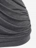 Plus Size Lettuce Ruched Chain Embellished Plunging Blouson Tee -  