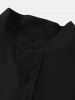 Solid Color Cotton Linen Textured Front Pocket Shirt -  