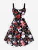 Plus Size Christmas Allover Printed Sleeveless Dress -  