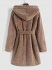 Fuzzy Fleece Reversible Hooded Night Robe -  