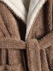 Fuzzy Fleece Reversible Hooded Night Robe -  