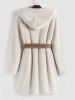 Fuzzy Fleece Reversible Hooded Night Robe -  