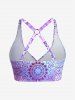 Maillot de Bain Tankini Ethnique Imprimé Ombré Matelassé de Grande Taille Trois Pièces - Pourpre  M | US 10