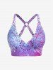 Maillot de Bain Tankini Ethnique Imprimé Ombré Matelassé de Grande Taille Trois Pièces - Pourpre  M | US 10