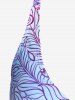 Plus Size Ethnic Printed Ombre O-ring Padded Three Piece Skirt Tankini Swimsuit -  