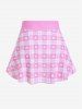 Plus Size Valentines Heart Bowknot Crisscross Padded Three Piece Tankini Swimsuit -  