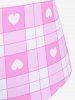 Plus Size Valentines Heart Bowknot Crisscross Padded Three Piece Tankini Swimsuit -  