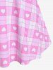 Plus Size Valentines Heart Bowknot Crisscross Padded Three Piece Tankini Swimsuit -  