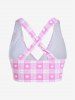 Maillot de Bain Tankini Croisé Cœur Matelassé de Grande Taille avec Nœud Papillon Trois Pièces - Rose clair 2X | US 18-20
