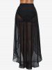 Plus Size Flounce Sheer Mesh Sarong Cover Up and Briefs Swimsuit -  