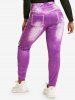 High Waisted 3D Print Butterfly Plus Size Jeggings -  
