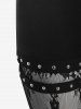 Gothic Lace Panel Mesh Studs Caged Cutout Pull On Pants -  