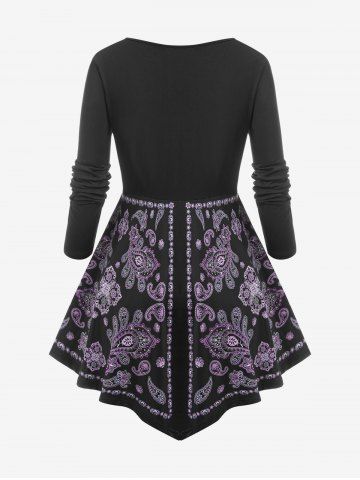 Plus Size Paisley Ruched Draped Skirted Tunic Tee