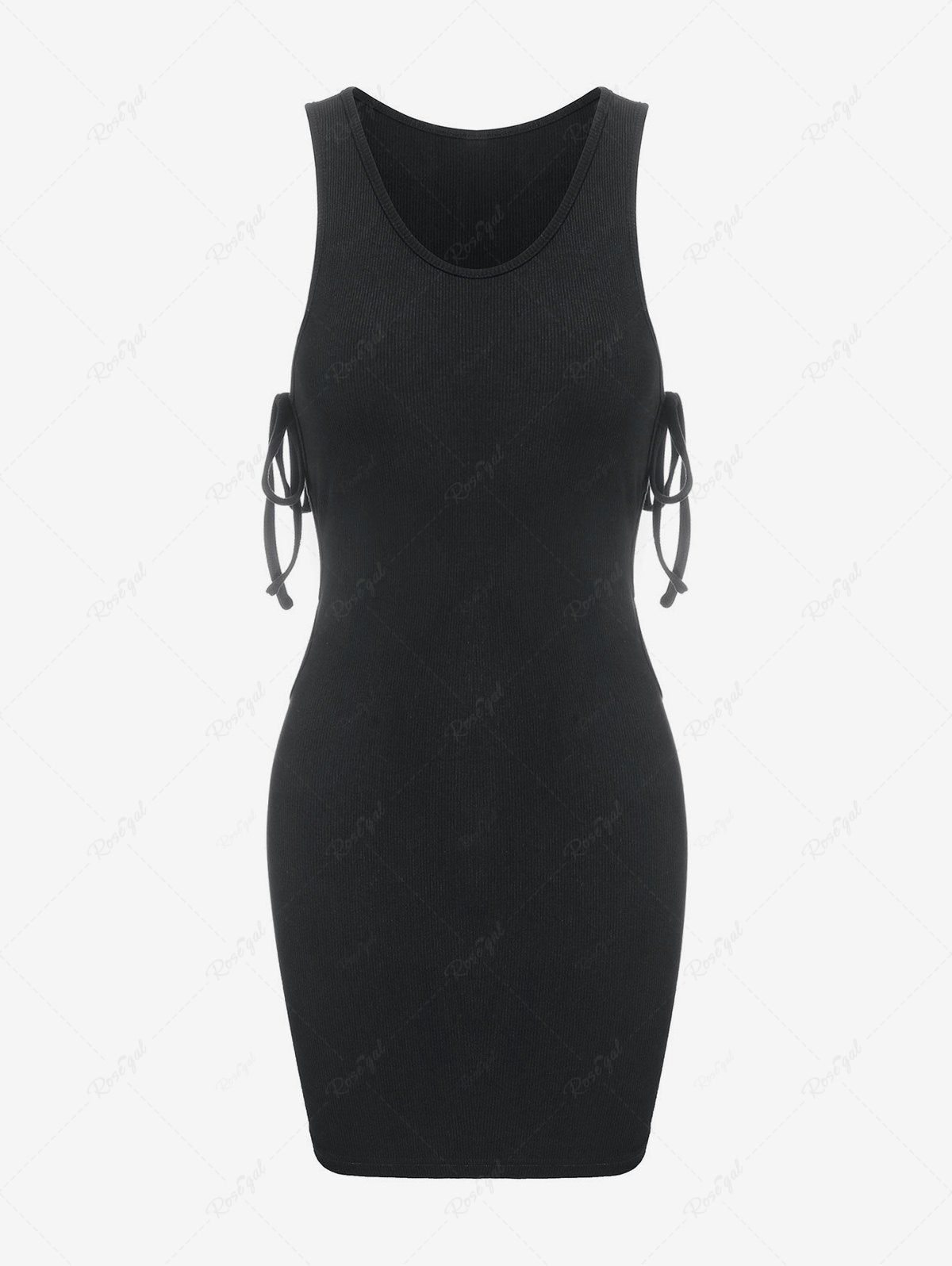 Store Ribbed Cutout Tied Short Dress  
