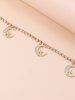 Vintage Rhinestone Moon Pendant Waist Chain -  
