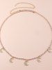 Vintage Rhinestone Moon Pendant Waist Chain -  