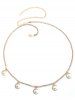 Vintage Rhinestone Moon Pendant Waist Chain -  