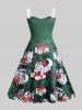 Plus Size Lace Up Gift Cat Print Christmas Dress -  