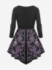 Plus Size Paisley Ruched Draped Skirted Tunic Tee -  