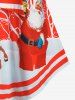 T-shirt Tunique Rayé Père Noël et Cerf Imprimés de Grande Taille - Rouge 1X