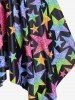 Plus Size O-ring Backless Star Printed Handkerchief Boyleg Padded Tankini Swimsuit -  