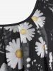 Plus Size Daisy Mesh Overlay Flutter Sleeves Blouson Tee -  