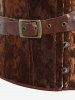 Gothic PU Leather Panel Buckled Chain Embellish Brocade Corset -  