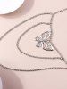 Chaîne de Taille à Plusieurs Branches avec Pendentifs Papillon en Strass Style Rétro - Argent 