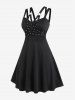 Plus Size Rivets O-ring Backless Strappy A Line Dress -  