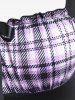 Plus Size Plaid Panel Bowknot Cinched Ruched Bodycon Dress -  