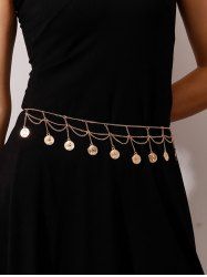 Punk Multilayer Roman Coin Pendant Waist Chain -  