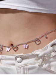 Butterfly Heart Charm Waist Chain -  