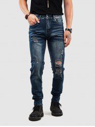 Destroyed Straight Leg Jeans -  
