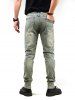 Distressed Bleach Wash Jeans -  